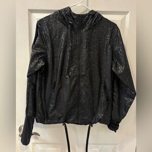 ZYIA Active Black Windbreaker Jacket With Animal Print‎